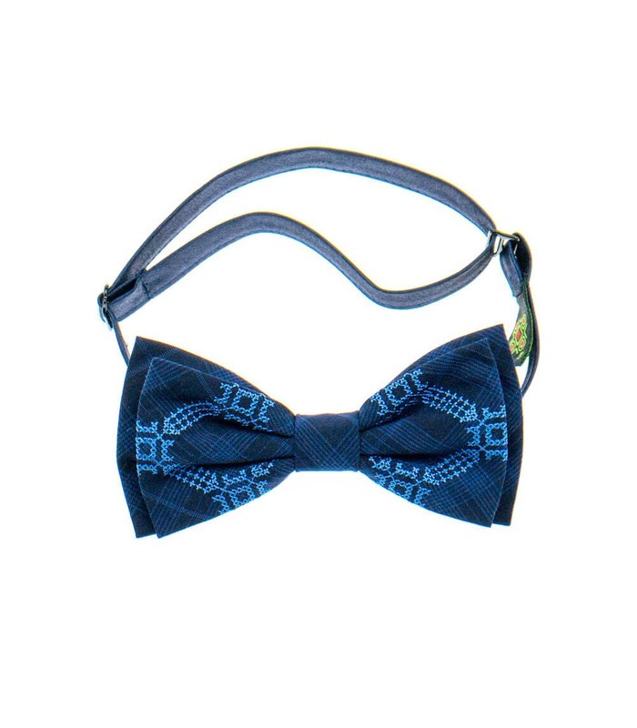 Мужская вышитая бабочка 921 из костюмной ткани ᐉ Синего цвета ※ Украина