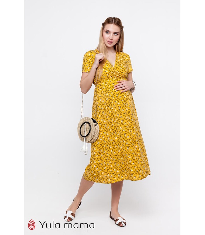 Платье Эйлиш YE ➤ желтое платье в цветочек для беременных и кормления