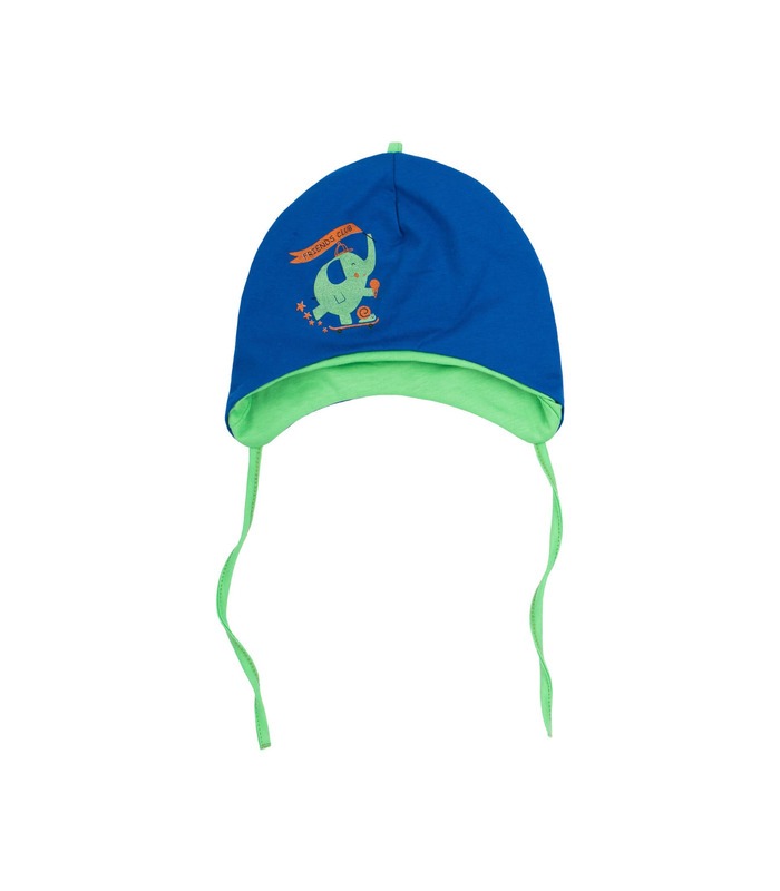 Шапочка ШП80 TS ➤ сине-зелёная шапочка с завязками для мальчика