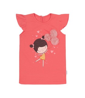 Детская футболка ФБ715 KO ➤ коралловая футболка с принтом для девочки