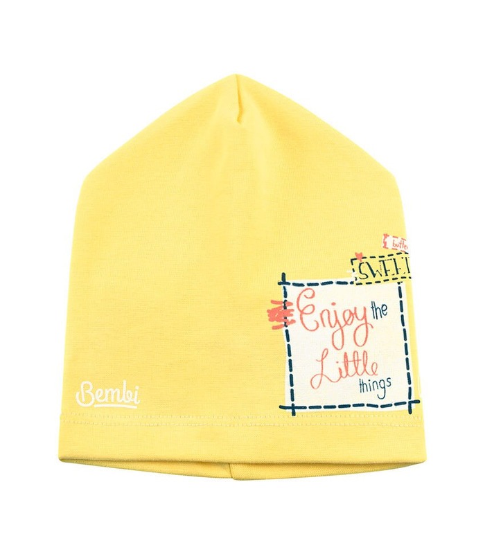 Шапочка ШП83 YE ➤ детская желтая шапочка с принтом