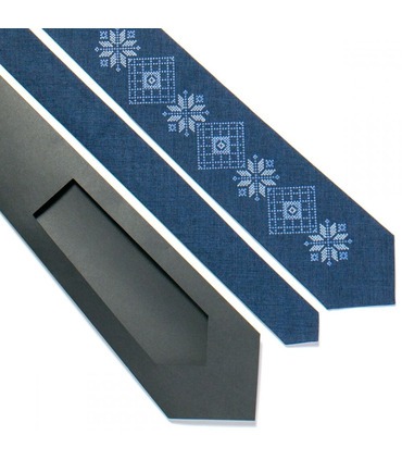 Краватка ᐉ Вишита краватка синього кольору 726, костюмна тканина ※ Україна
