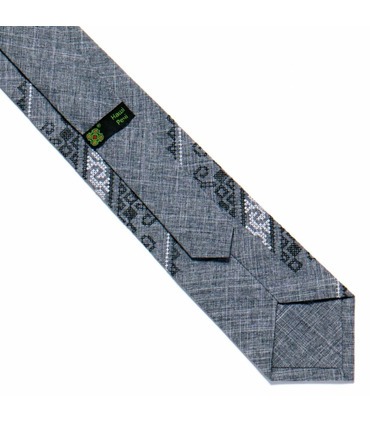 Галстук ᐉ Вышитый галстук серого цвета 728, костюмная ткань ※ Украина