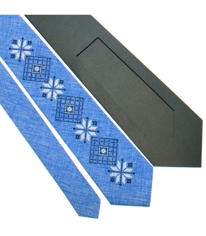 Краватка ᐉ Вишита краватка світло-волошкового кольору 733, костюмна тканина ※ Україна