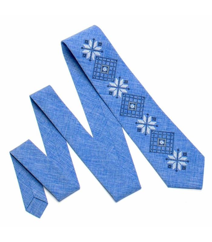 Краватка ᐉ Вишита краватка світло-волошкового кольору 733, костюмна тканина ※ Україна