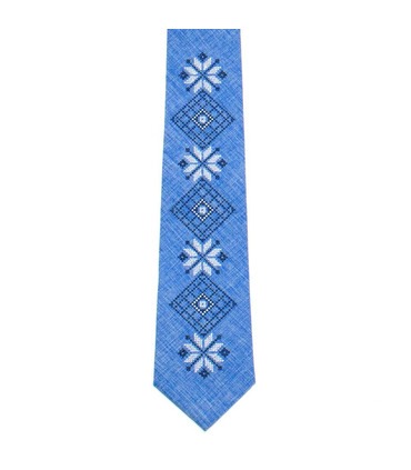 Галстук ᐉ Вышитый галстук светло-василькового цвета 733, костюмная ткань ※ Украина
