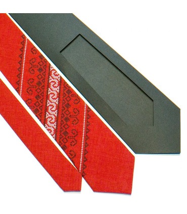 Галстук ᐉ Вышитый галстук красного цвета 735, костюмная ткань ※ Украина