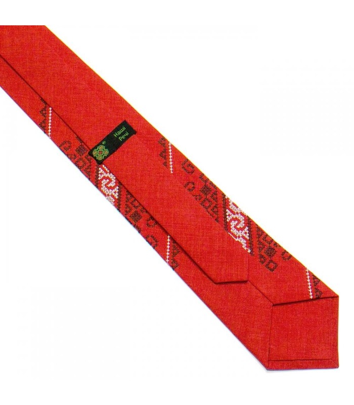 Краватка ᐉ Вишита краватка червоного кольору 735, костюмна тканина ※ Україна