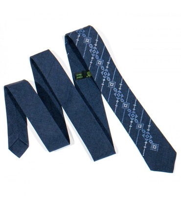 Краватка ᐉ Вишита краватка синього кольору 773, костюмна тканина ※ Україна