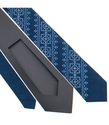 Краватка ᐉ Вишита краватка синього кольору 798, костюмна тканина ※ Україна