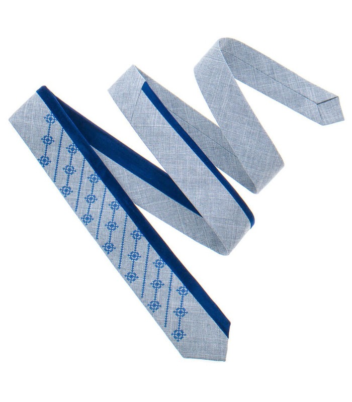 Галстук ᐉ Вышитый галстук серого цвета 815, костюмная ткань ※ Украина