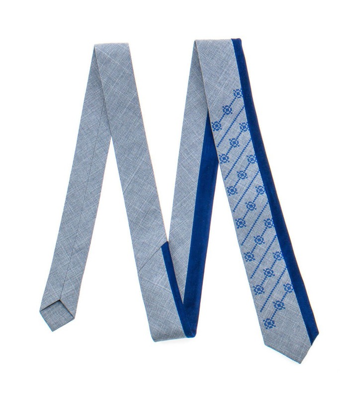 Галстук ᐉ Вышитый галстук серого цвета 815, костюмная ткань ※ Украина
