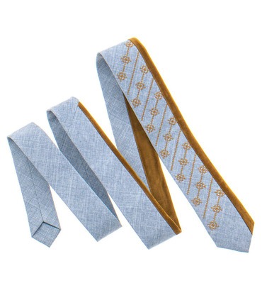Галстук ᐉ Вышитый галстук серого цвета 818, костюмная ткань ※ Украина