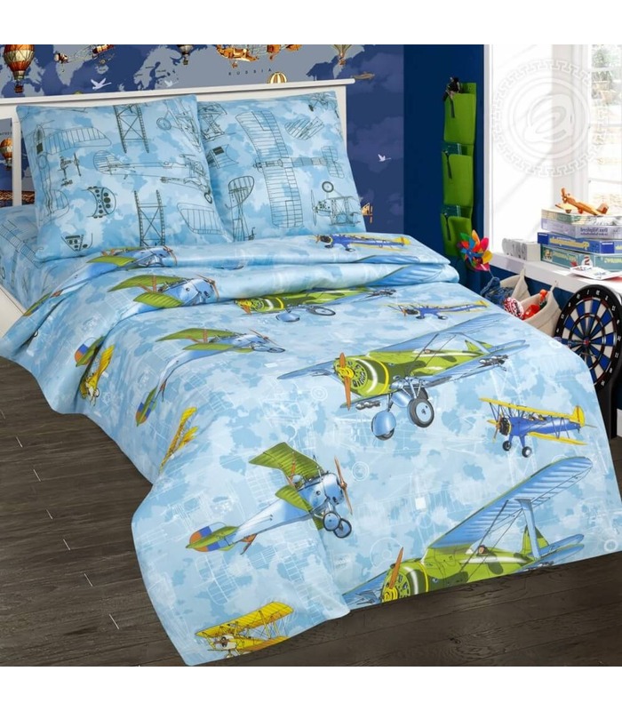 Комплект детского постельного белья "Авиаторы" ᐉ Поплин, произведено в Украине