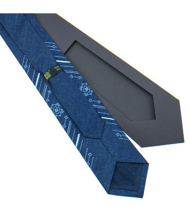 Краватка ᐉ Вишита краватка синього кольору 897, джинсова тканина ※ Україна