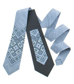 Краватка ᐉ Вишита краватка світло-сірого кольору 920, костюмна тканина ※ Україна
