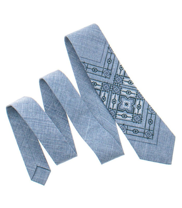 Краватка ᐉ Вишита краватка світло-сірого кольору 920, костюмна тканина ※ Україна