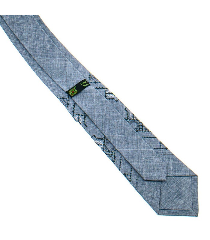 Краватка ᐉ Вишита краватка світло-сірого кольору 920, костюмна тканина ※ Україна