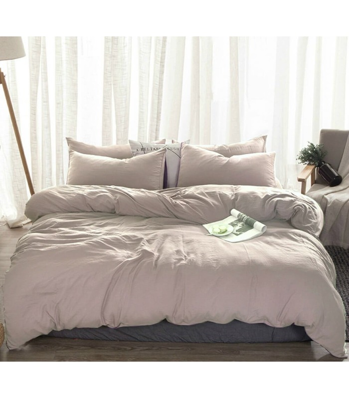 Комплект постельного белья Пепельно розовый №320 ᗍ Лен ※ Украина, натуральная ткань