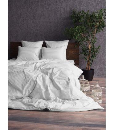 Купити комплект постільної білизни "Страйп-сатин білий" з 100% бавовни, сатин, смуга 1/1 см