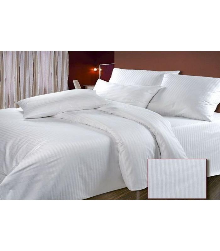 Купити комплект постільної білизни "Страйп-сатин білий" з 100% бавовни, сатин, смуга 1/1 см