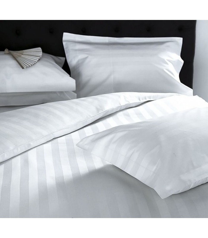 Комплект постельного белья "White" Сатин Stripe из 100% хлопка, полоса 2/2 см