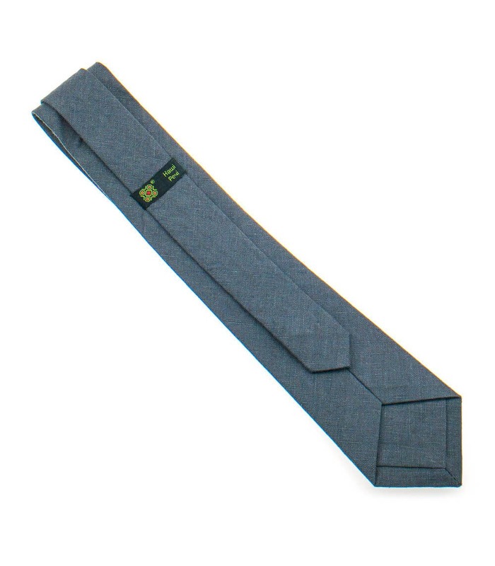 Галстук ᐉ Вышитый галстук темно-серого цвета 928, натуральный лен ※ Украина