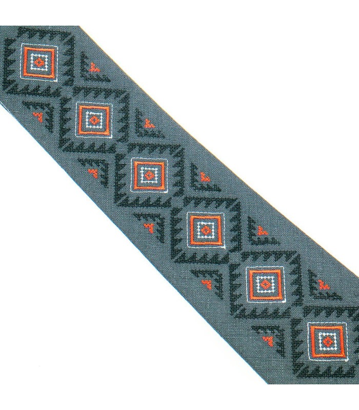 Краватка ᐉ Вишита краватка темно-сірого кольору 928, з натурального льону ※ Україна