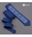 Краватка ᐉ Вишита краватка синього кольору 929, з натурального льону ※ Україна
