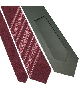 Галстук ᐉ Вышитый галстук бордового цвета 664, костюмная ткань ※ Украина