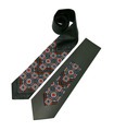 Галстук ᐉ Вышитый галстук черного цвета 679, натуральный лен ※ Украина