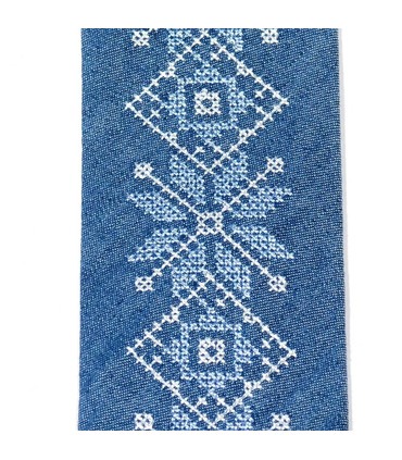 Галстук ᐉ Вышитый галстук синего цвета 685, джинсовая ткань ※ Украина