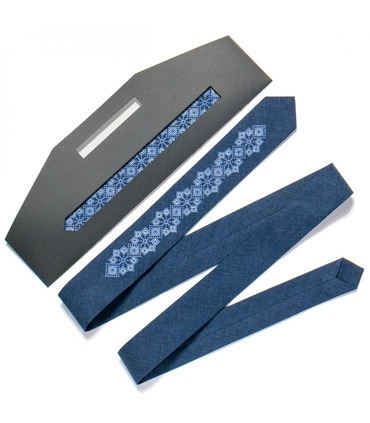 Галстук ᐉ Вышитый галстук синего цвета 720, костюмная ткань ※ Украина