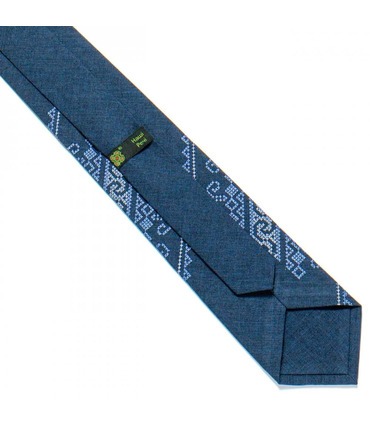 Галстук ᐉ Вышитый галстук синего цвета 722, костюмная ткань ※ Украина