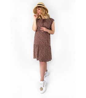 Платье Павлина ➤ коричневое летнее платье беременным и кормящим