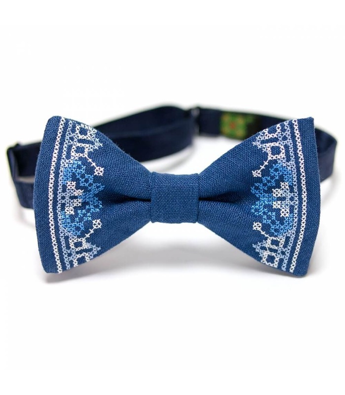 Чоловічий вишитий метелик 639 ᐉ Вишитий з натурального льону ※ Україна