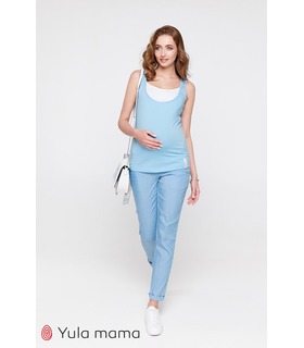 Штаны Мелани LT ➤ бело-голубые полосатые летние штаны для беременных