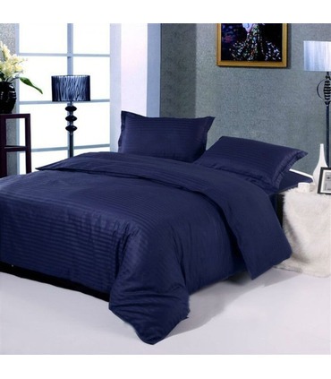 Комплект постільної білизни "Dark Blue" Сатин Stripe зі 100% бавовни, смуга 1/1 см