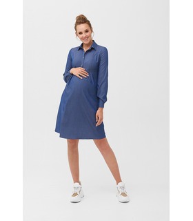 Платье Ивен ➤ синее рубашечное платье беременным и кормящим