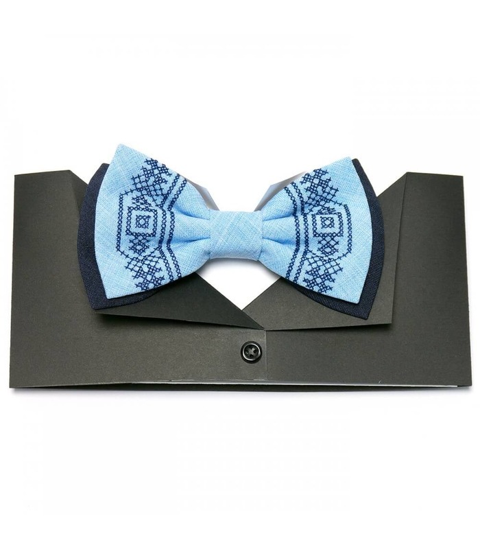 Чоловічий вишитий метелик 634 ᐉ Вишитий з комбінації костюмної тканини ※ Україна