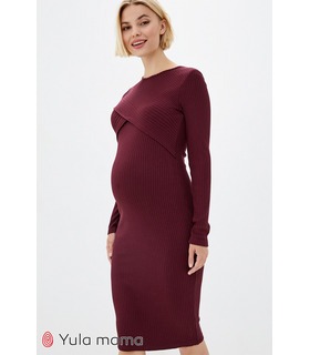 Платье Лили BR ➤ бордовое облегающее платье для беременных и кормящих