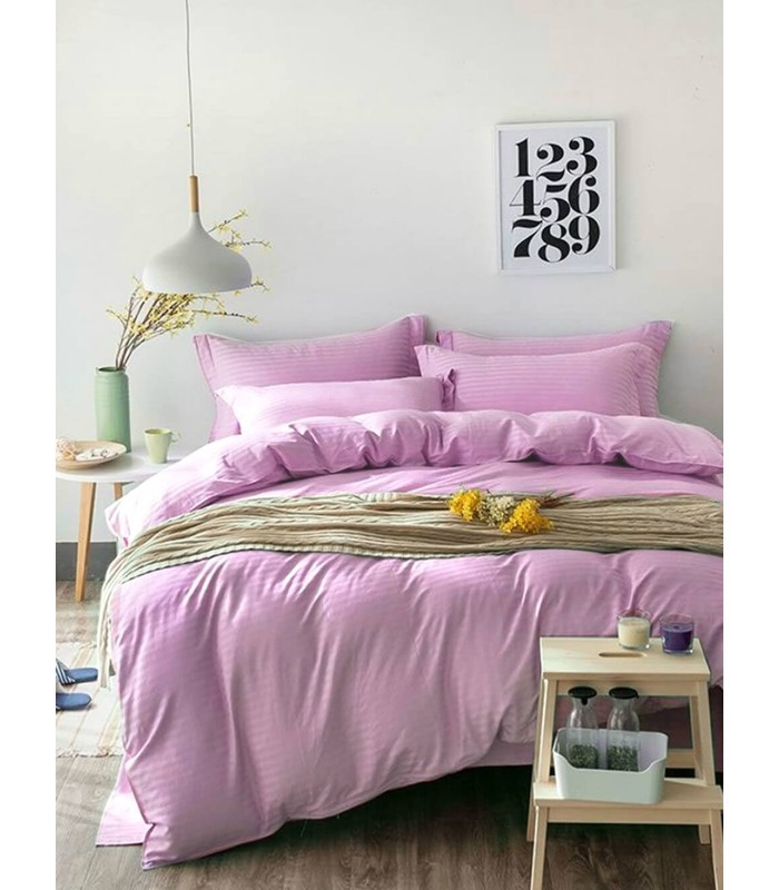 Комплект постельного белья "Pink Rose" Сатин Stripe из 100% хлопка, полоса 1/1 см