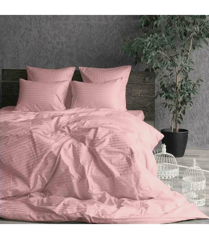 Комплект постельного белья "Light Pink" Сатин Stripe из 100% хлопка, полоса 1/1 см