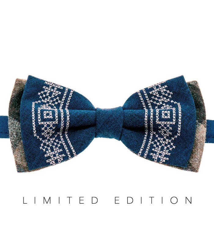 Мужская вышитая бабочка 946 Limited Edition из костюмной ткани ᐉ Темно-синего цвета ※ Украина