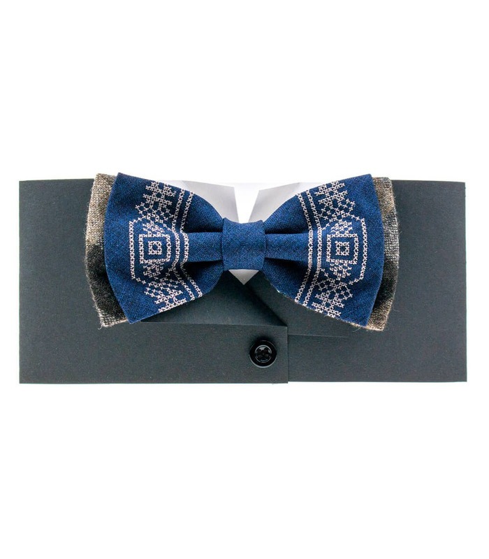 Чоловічий вишитий метелик 946 Limited Edition ᐉ Вишитий з комбінації костюмної тканини ※ Україна