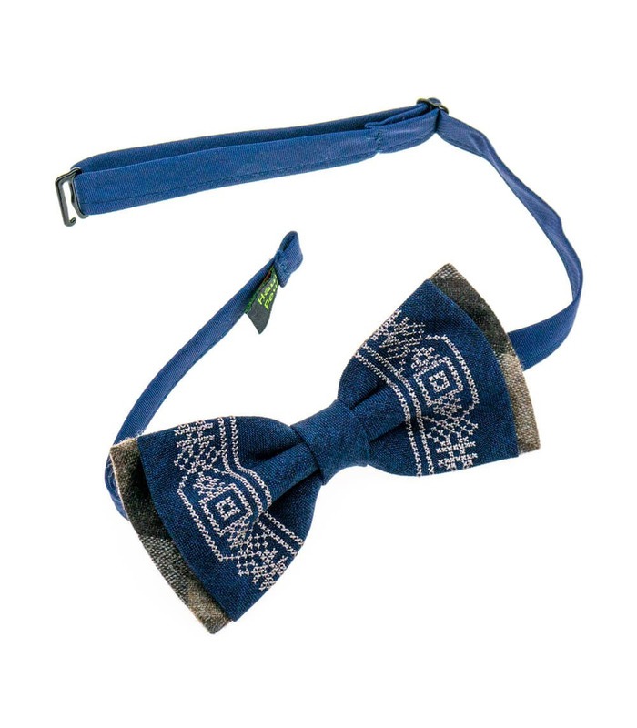 Мужская вышитая бабочка 946 Limited Edition из костюмной ткани ᐉ Темно-синего цвета ※ Украина