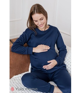 Піжама Венді TS ➤ тепла синя піжама для вагітних та годуючих