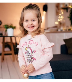 Детский джемпер Рождество ФБ749 RO ➤ розовая новогодняя кофта девочке от МамаТато