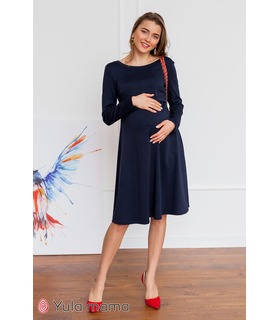 Сукня Олівія SS ➤ синє тепле плаття для вагітних та годуючих 