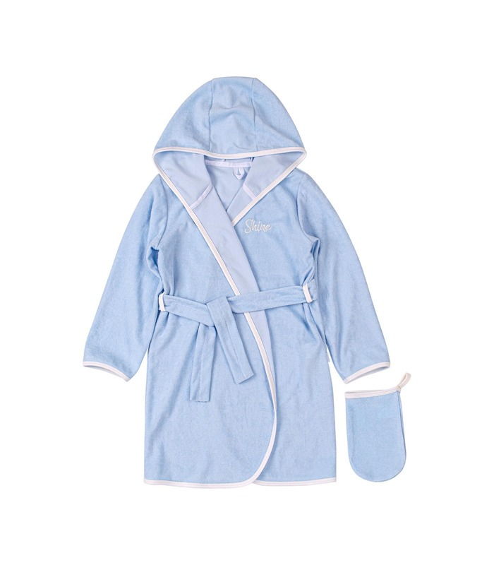 Комплект халат+мочалка КП256 BB ➤ голубой детский халат и мочалка